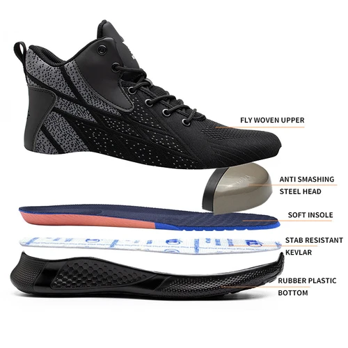 Imagen 2 del producto Zapatos de seguridad para hombre, zapatillas de trabajo a prueba de pinchazos, zapatos de trabajo ligeros, botas de seguridad antigolpes con punta de acero, zapatos indestructibles