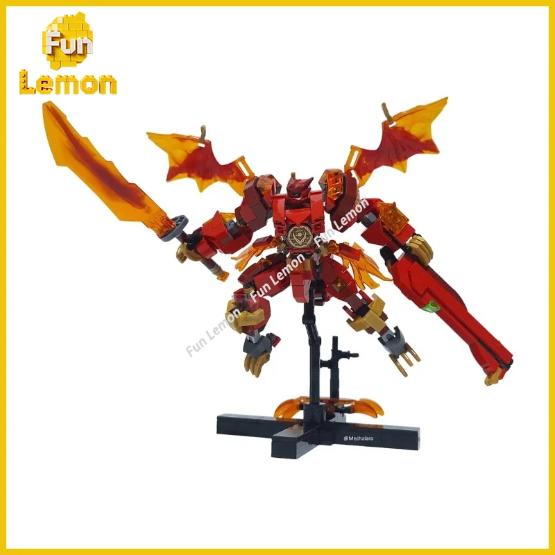 Custom Fantasy Dragon Battle Mech MOC Building Blocks Sci Fi Humanoid Combat Robot DIY Brick Set Desktop Collectible Display