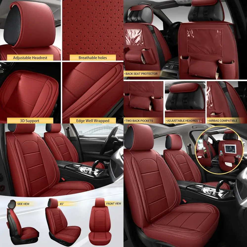 

Universal Fit Car Seat Covers with Backseat Organizer for Most Sedan, SUV, and Trucks - Burgundy Front Pair