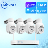 Movols 3MP Wireless Video Surveillance System 8CH WIFI 1536P P2P NVR Kit Outdoor AI CCTV Security Camera System Audio PTZ Set