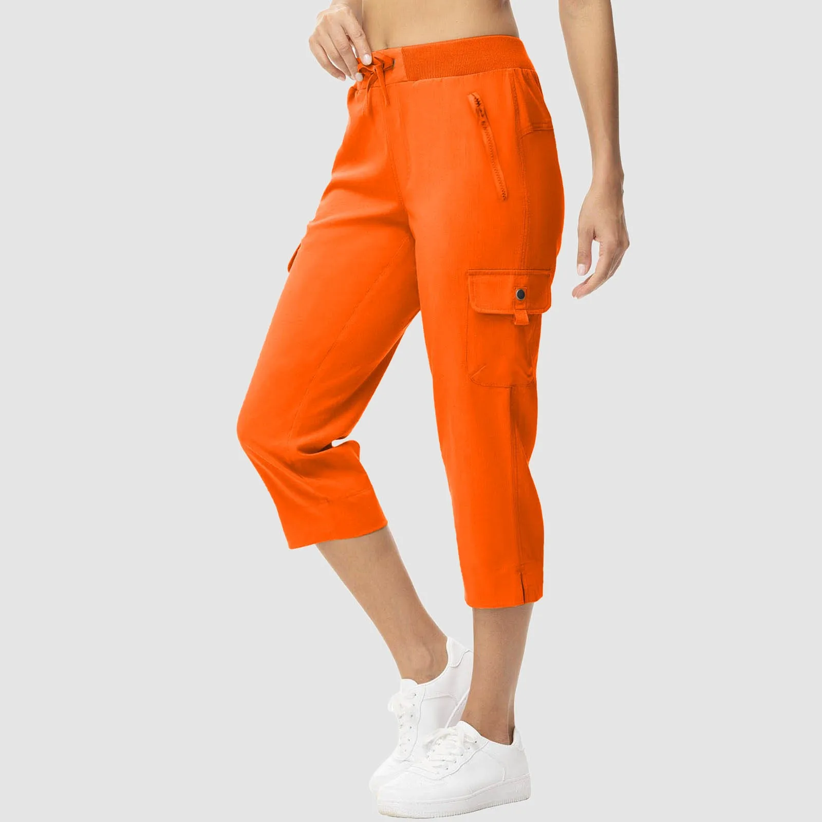 Jogging hose Frauen Jogger Cargo hose lässig Multi Taschen Reiß verschluss Seiten tasche Hose Cargo Baggy Capri hose Frauen