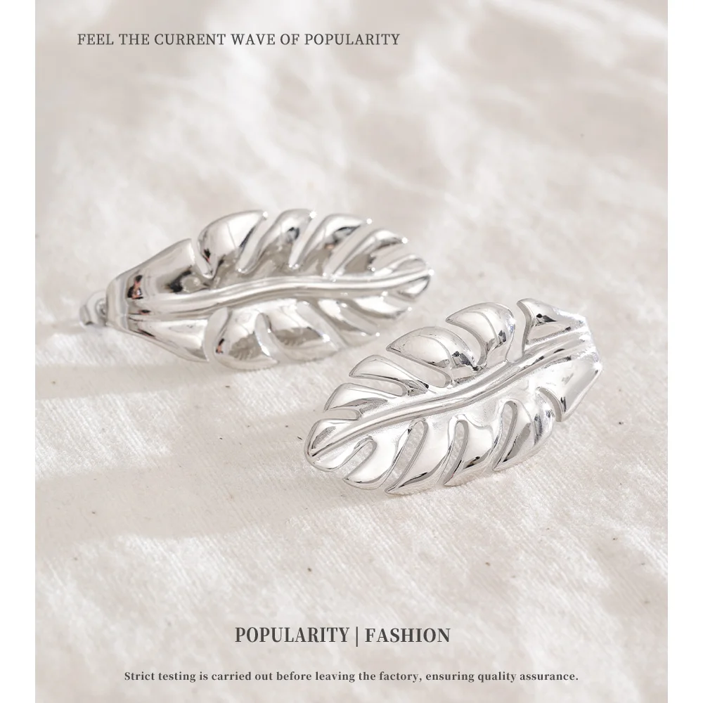 NiNice Stainless Steel Earstuds Delicate Leaves PVD Plated Fashionable Selection Jewelry Gifts Wholesale