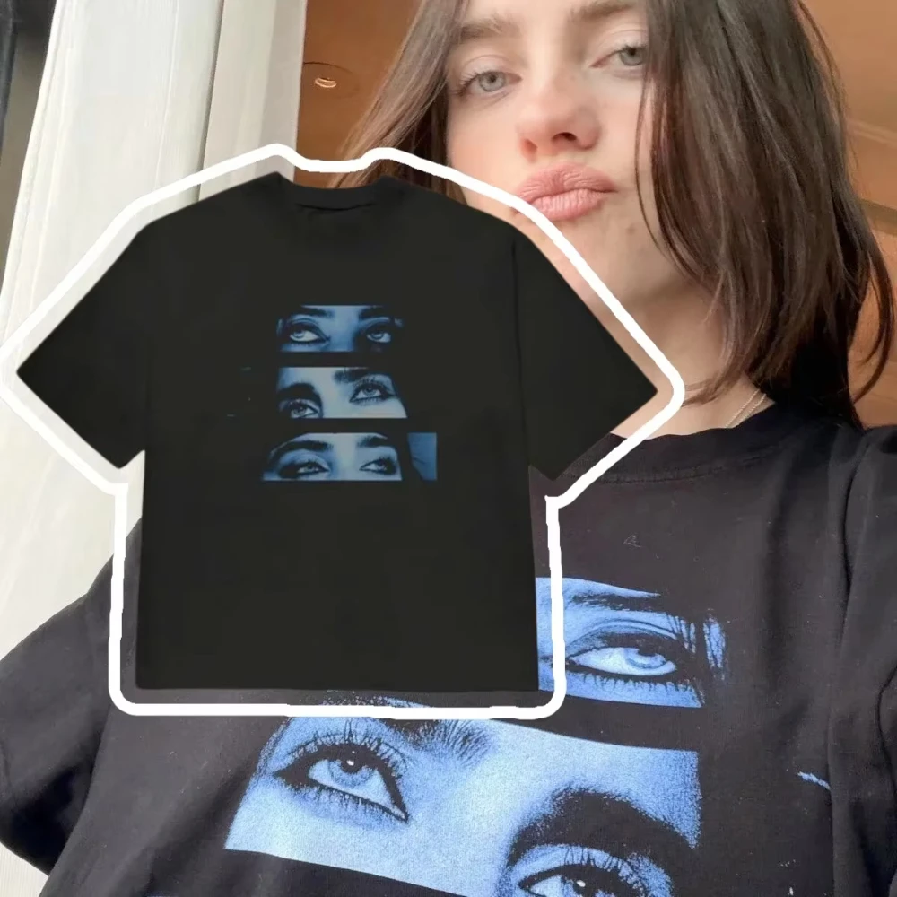 2026 Summer Billie Eilish Hit Me Hard And Soft Tour Front Back Print Black T-Shirt Unisex Oversized Y2K Streetwear Cotton Tee