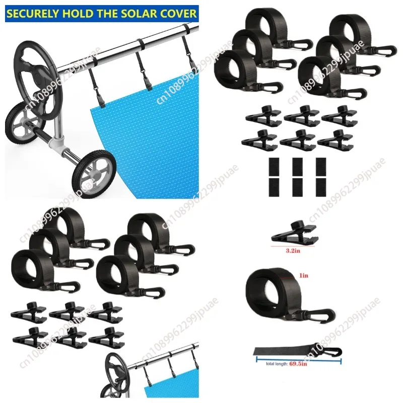 

Pool Solar Cover Reel Strap Solar Cover Reel Fastening Set Strong Grip Ground Swimming Blanket Straps Fastener For Adults