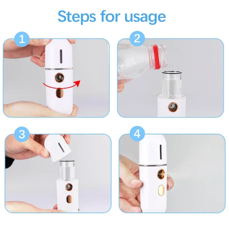 جهاز بخار الوجه الصغير USB قابل لإعادة الشحن المرطب نانو البخاخات المحمولة الباردة رذاذ ترطيب أدوات التجميل أداة العناية بالبشرة #6