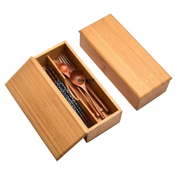 Cutlery Storage Box Kitchen Utensil Holder Silverware Organizer Wood Drawers Rack Chopsticks Container Lid Bamboo Travel Cups