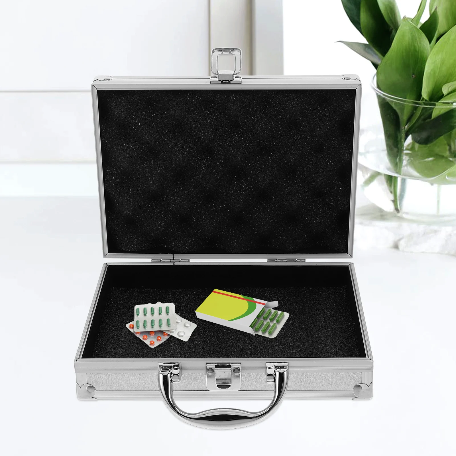 1pc Aluminium Alloy Toolbox Lockable Portable Tool Storage Case Metal Handle Small Capacity Travel Suitcase Multi-Functional