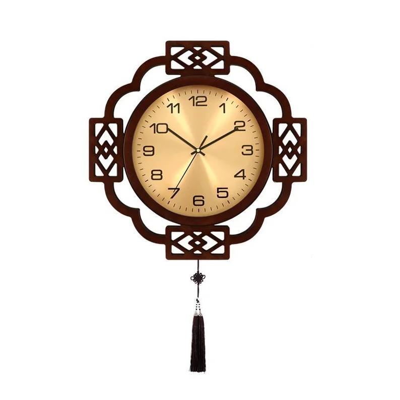 42 New Chinese classical high-grade clock light luxury porch wall decoration wall clock living room mute clock