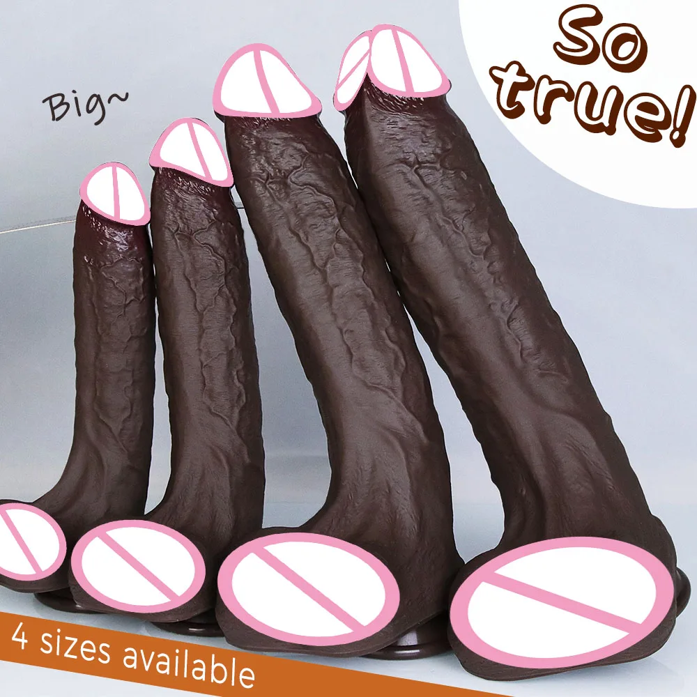 Realistic Soft Big Black Dildo Double Silicone Suction Cup Penis Female Vaginal Masturbation Cock Woman Man Anal Adult Sex Toy - Image 2
