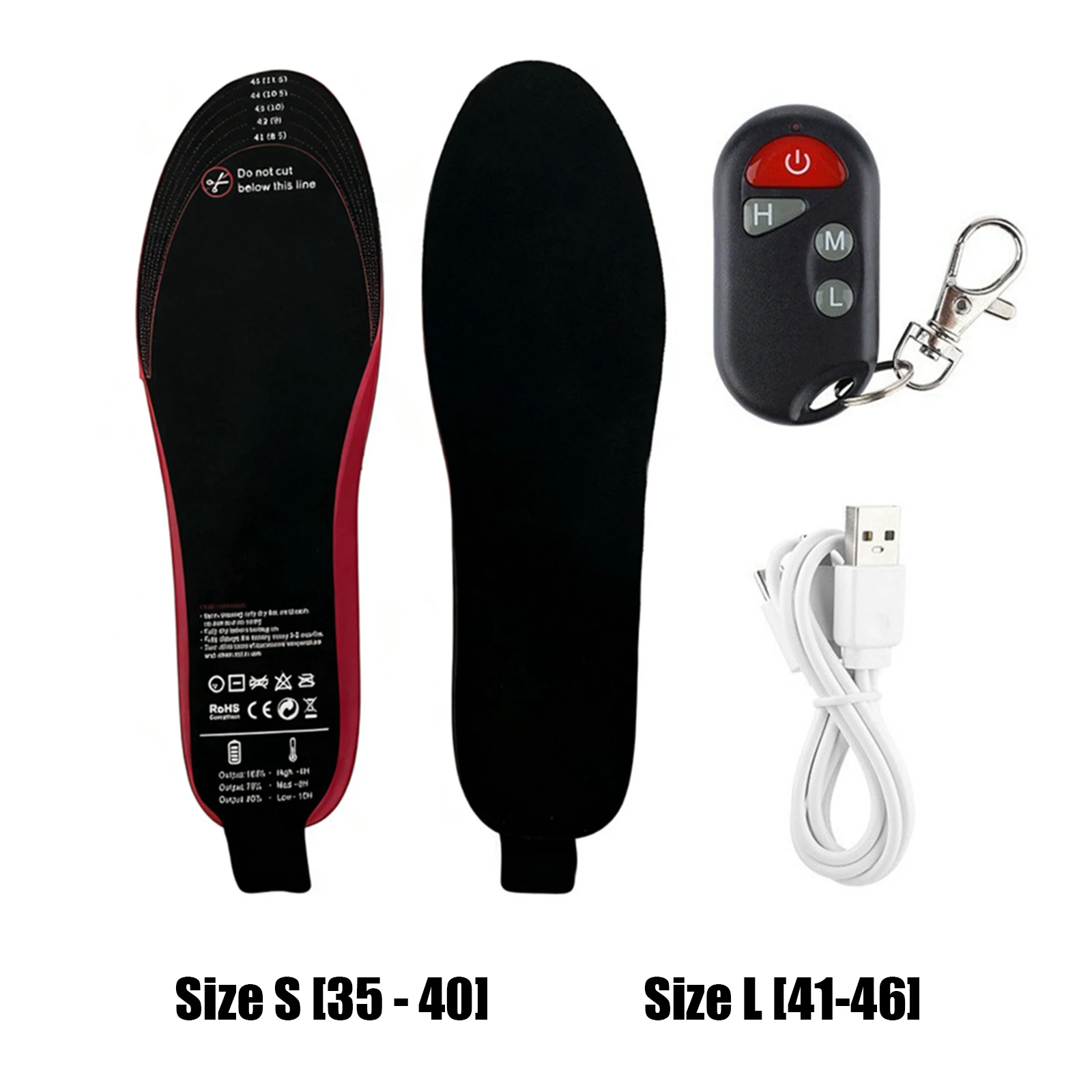 Smart Heated Insoles 3-Temperature Adjustable Electric Heated Plantar Insoles Heated Insoles for Hunting and Outdoor Sports