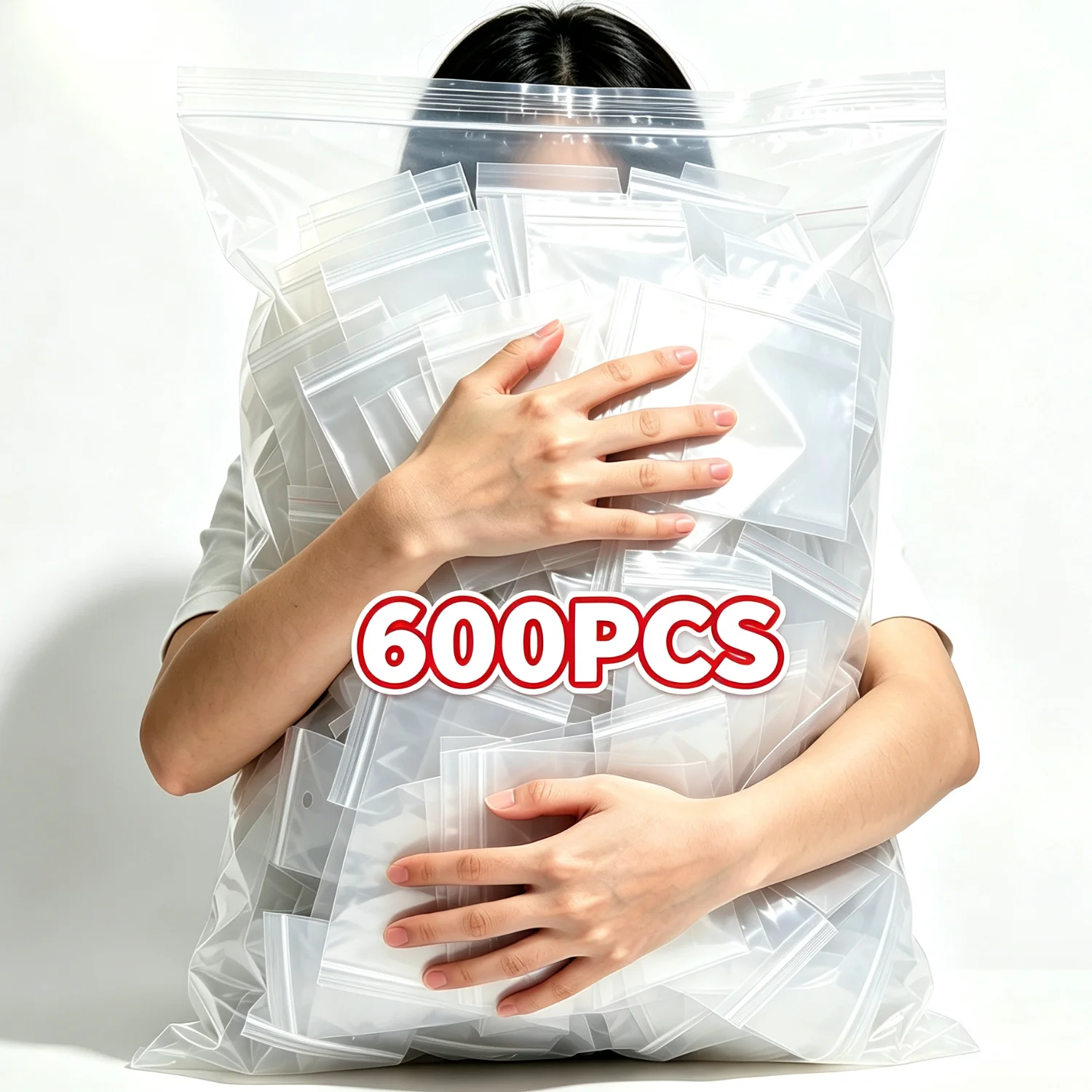 100-600Pcs Small Zip Lock Plastic Bags Reclosable Transparent Bag Vacuum Storage Bag Clear Bags Ziplock Food Storage Zip Bags
