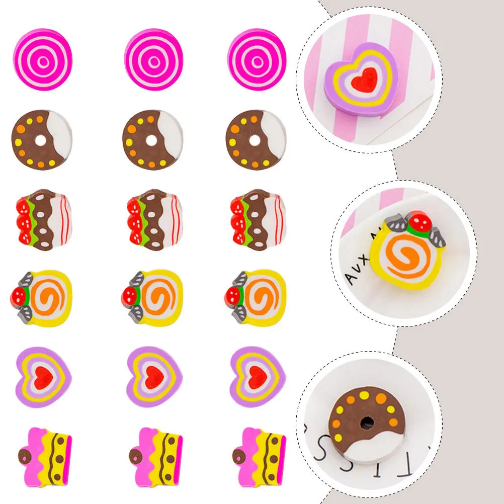 

18Pcs Lovely Cake Donut Erasers Dessert Elements Creative Mini Cartoon Erasers for Study Students Supplies