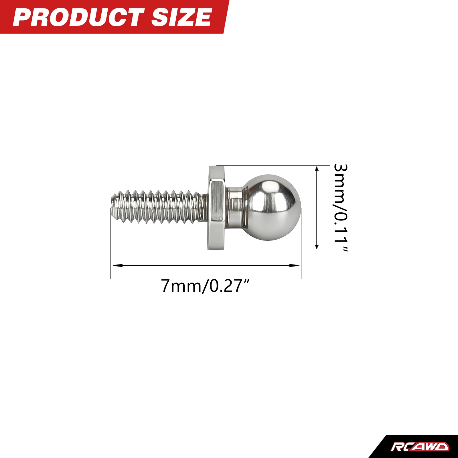 RCAWD for Micro-B 25PCS Ball Head Screw Set for Losi 1/24 Micro-B LOS00007 1/28 Micro-T LOS-1392 Ball Head Screw Upgrades Parts
