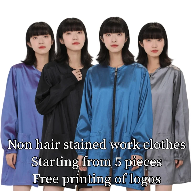 Hairdressing Salon Work Clothes Anti Hair Long sleeved Beauty Barber Robe Assistant Apron Pet Clothing