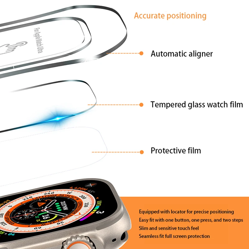 Tempered Glass Film For Apple Watch Ultra 2 49mm With Alignment Tool HD Screen Protector for iWatch Ultra 49mm Easy Install Kit