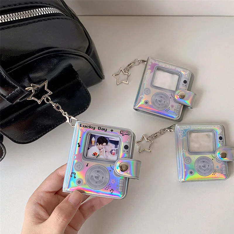 INS Fashion Sparkling 2-inch Photo Album Mini Cute Girl Idol Photo Storage Pendant Stars Card Book Keychain Photo Frame Student image 2