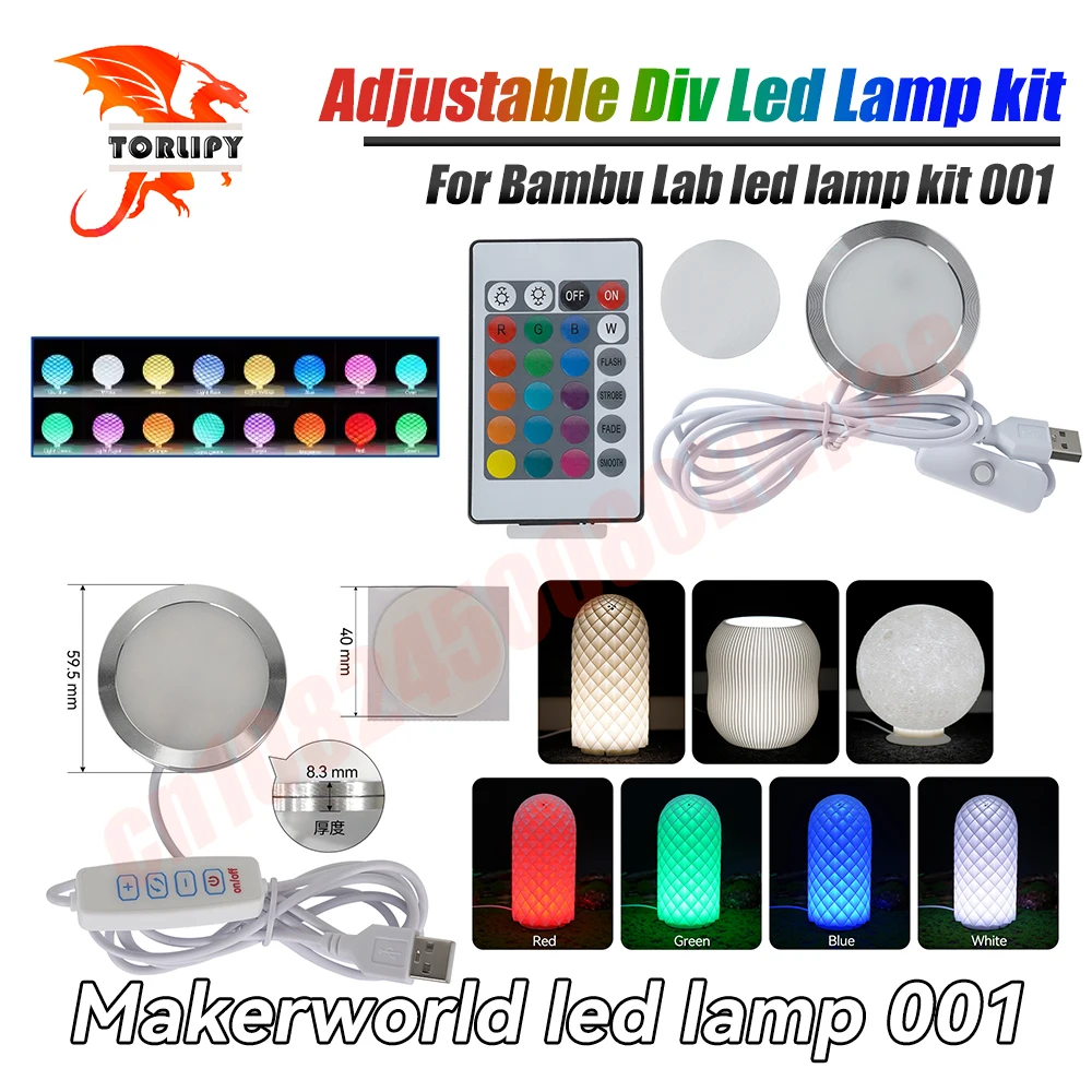 

For Bambu Lab Led Lamp Kit Adjustable Light Kit Led Light Parts Hardware DIY Model white /cold/warm light Without Lamp shell 001