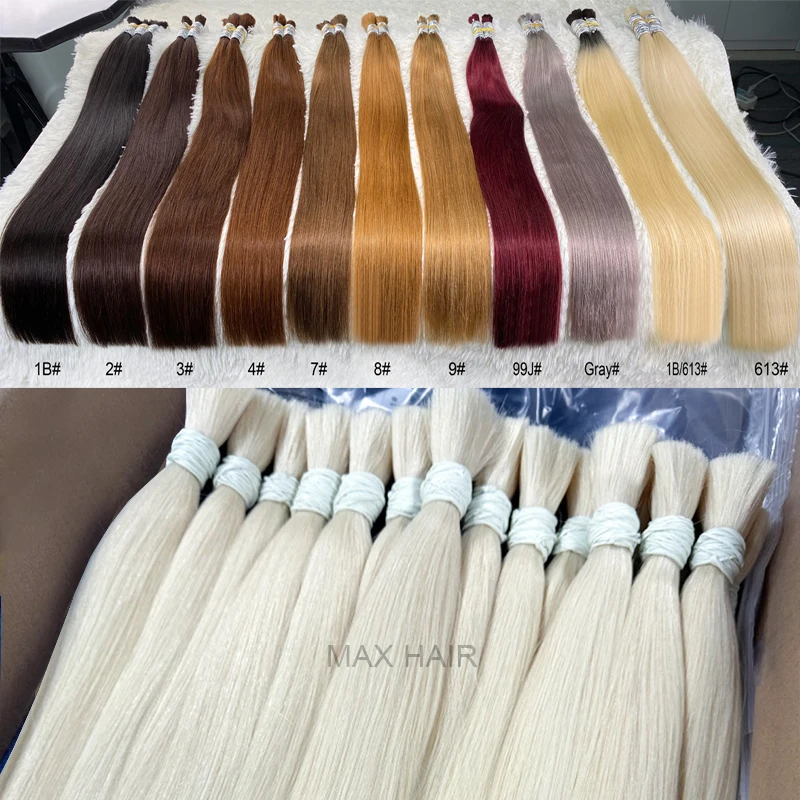 Maxhair Pure Straight 100% Unprocessed Human Hair Bulk No Weft Virgin Bulk Hair 18-30inch Blonde 613 Hair Extension For Braiding