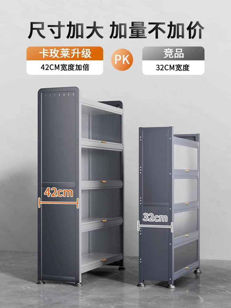 Kitchen storage rack, floor to floor, multi-layer storage , multifunctional food side  , microwave  ,