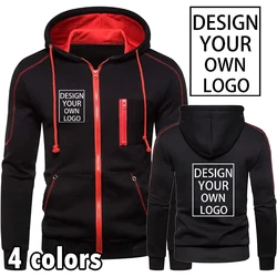 Customized Men Casual Zipper Sweatshirt Hoodies Sweatshirt Sports Pullover Hooded Jacket Zipper Coat