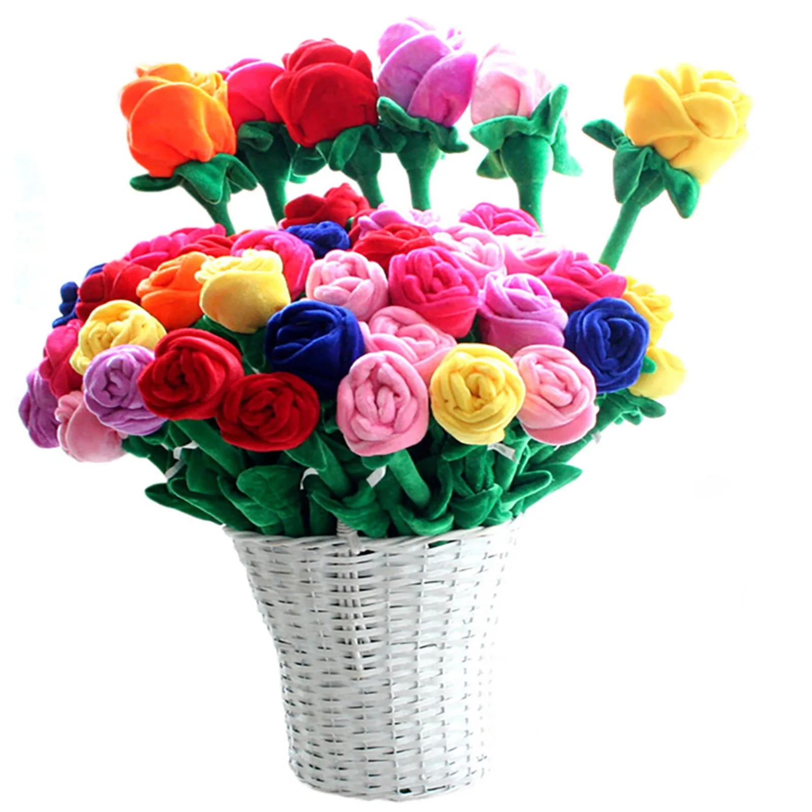 1Pc Cartoon Rose Flower Stuffed Soft Plush Toy Creative Curtain Buckle Home Decoration Christmas Mother\'s Day Gift For Mom