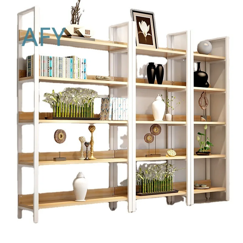 Creative Steel and Wood Bookshelf for Living Room Storage Display Rack Floor to Ceiling Wall Shelf Multi Layer Modern Home
