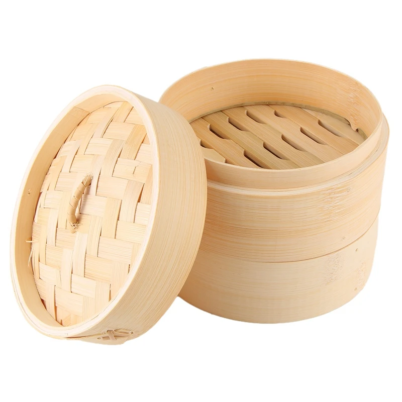 

Набор из 3 предметов ABGH — бамбуковая корзина для пароварки — пароварка для пельменей и булочек — отлично подходит для приготовления пищи, булочек, Dim Sum, овощей, рыбы