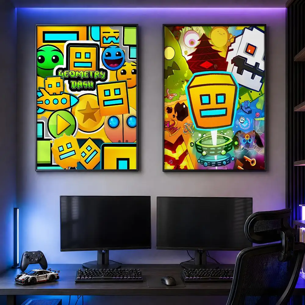 Game Geometry Dash GD Extreme Demon Poster PP Self Adhesive Decorative HD For Garage Gaming Room Living Room Gift