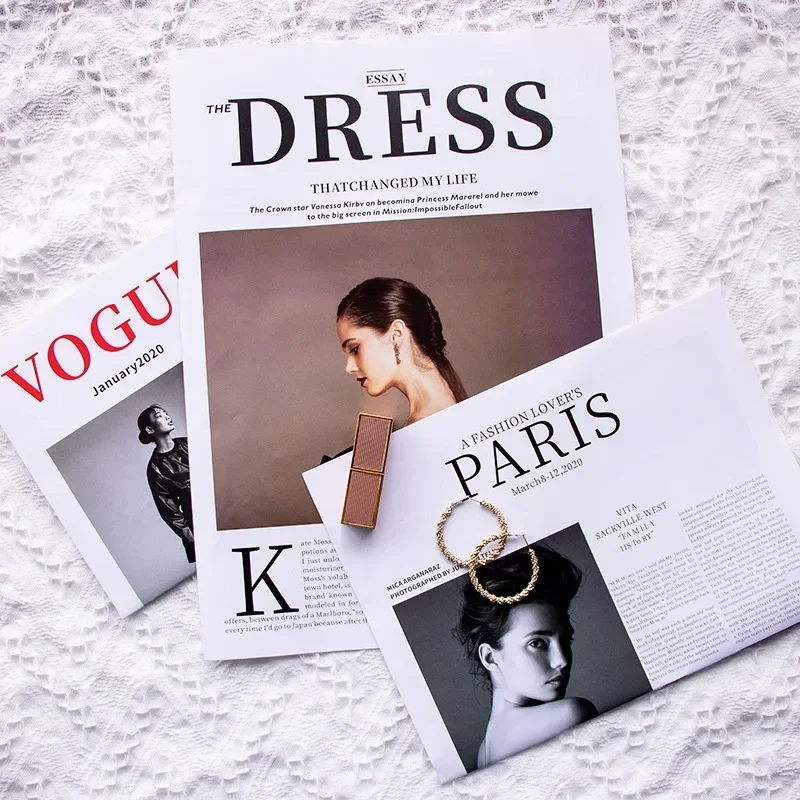 Adereços fotográficos de jornal retrô para estúdio fotográfico, decoração de estilo chique para mesa, blogueiro, reprodução de natureza morta