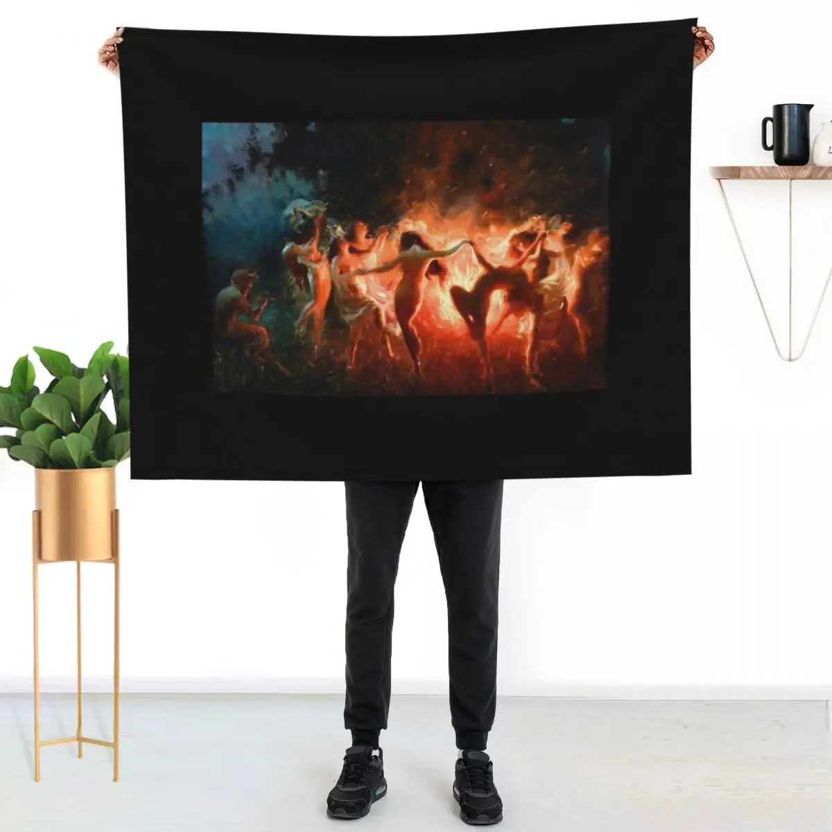 Fire Dance - Joseph Tomanek - Nymphs Dancing to Pans Flute 1920 Throw Blanket Summer Beddings Nap Hairys halloween Blankets