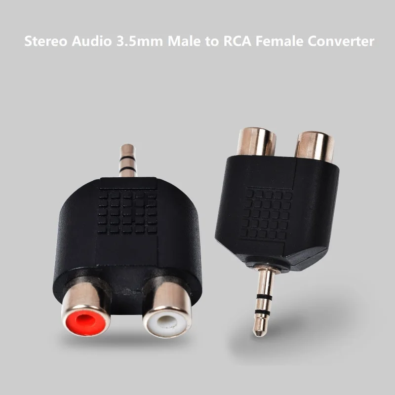 Asenwell barato conversor de áudio estéreo 3.5mm macho para rca fêmea conversor aux para l/r 2ch jack amplificador de áudio para fone de ouvido do telefone
