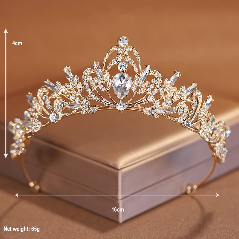 Itacazzo Bridal Headwear Gold-Colour Women\'s Full Of Classical Temperament Wedding Crown Girl Birthday Dazzling Tiaras