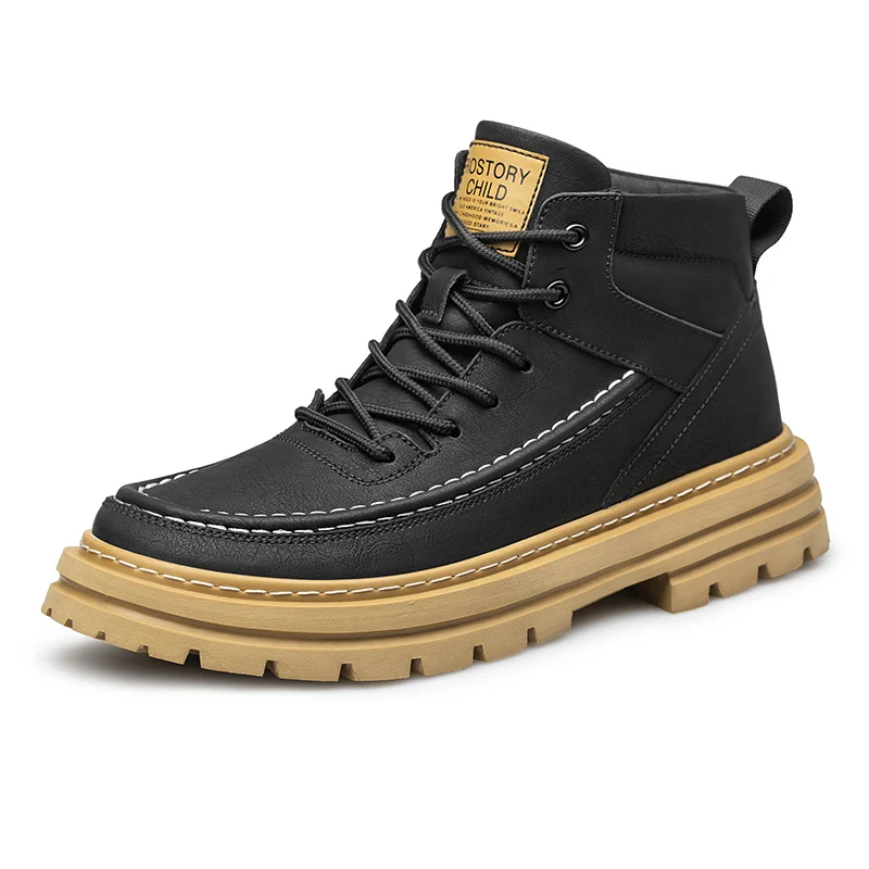 Fashionable Personalized Knight Boots Men's Work Wear Boots Ankle Boots Men's Genuine Leather Casual Short Boots Elevated Shoes image 6