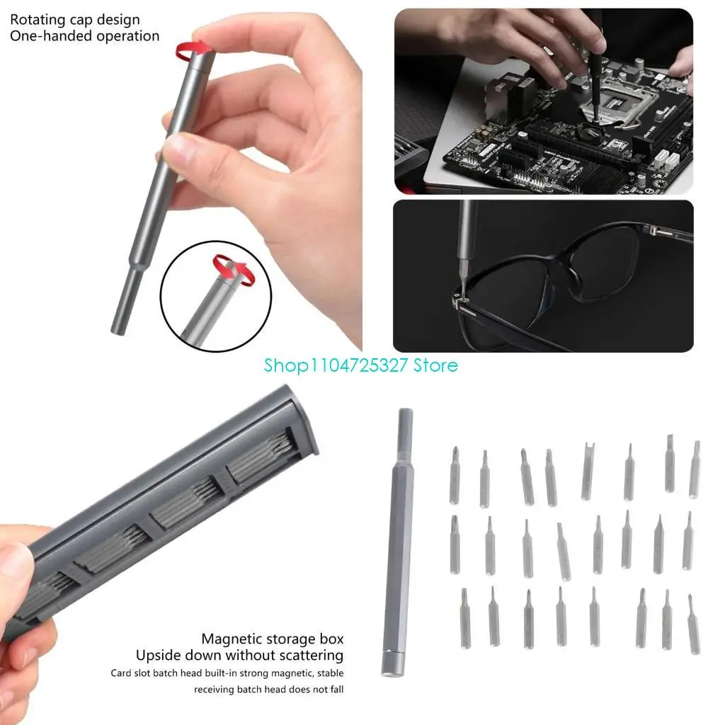 D8KF 26 in 1 Screwdriver Set Screw Driver Bits Multifunctional Repair Tool for Phone Watch Glasses PC