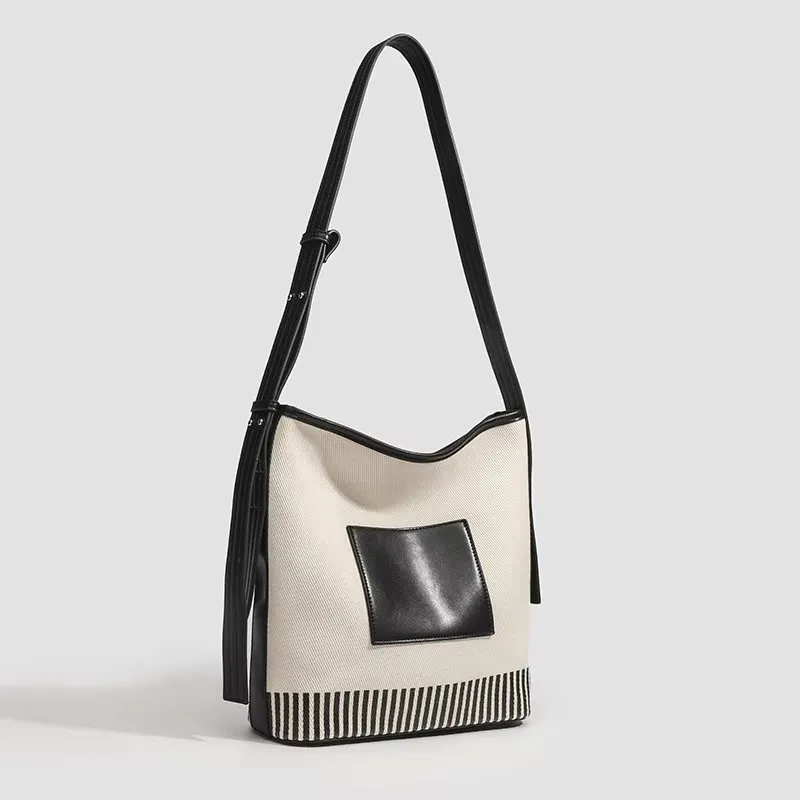 

Fashion Canva Shoulder Bag Large Capacity Top Handbag Office Women's Commuter Bags Vegan Leather Female Composite Bucket 2025