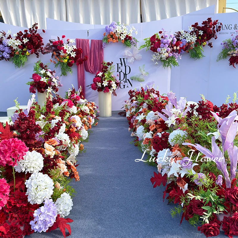 Luxury Artificial Flower Set Wedding Decoration Floral Backdrop Arrangement Road Lead Flower Ball Hang Flower Row Party Decor