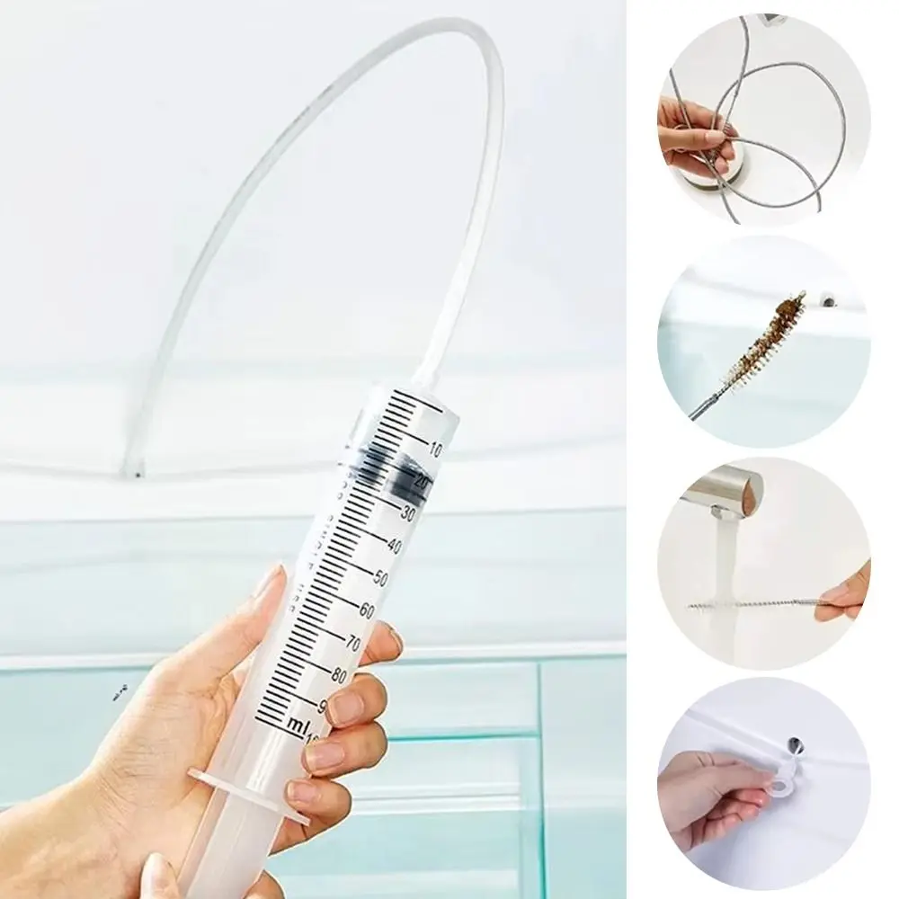 5Pcs/Set Refrigerator Drain Hole Cleaner Flexible Tube Nozzle Injector Freezer Cleaning Tools Multi-Purpose Cleaning Needle