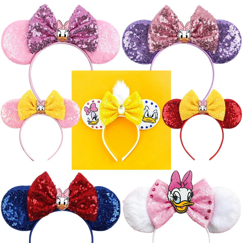 

Disney Mickey Mouse Ears Headbands for Girls Kids Daisy Duck Hairbands Donald Duck Headwear Adults Women Bows Hair Accessories