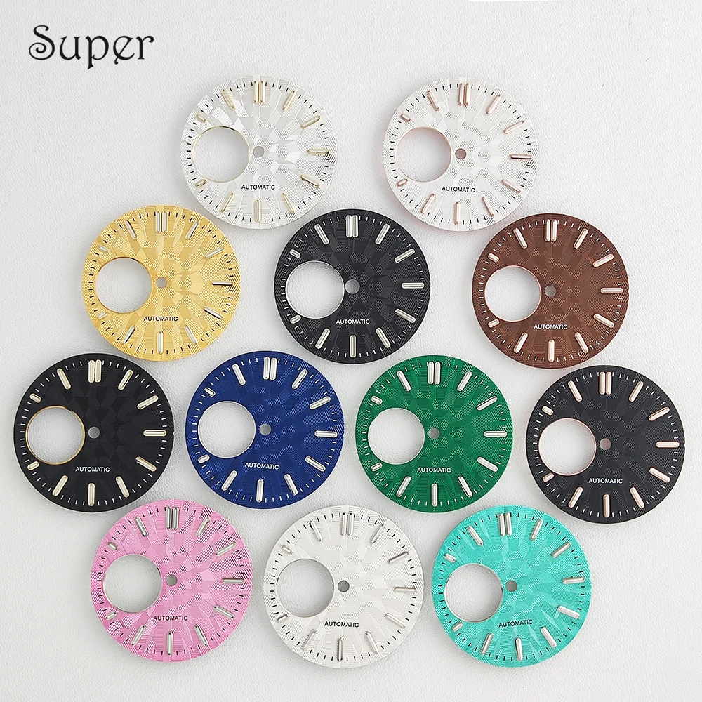 

28.5mm dial NH38 watch Dial hollowed out dial green luminous Custom logo dial suitable for NH38 movement watch accessories