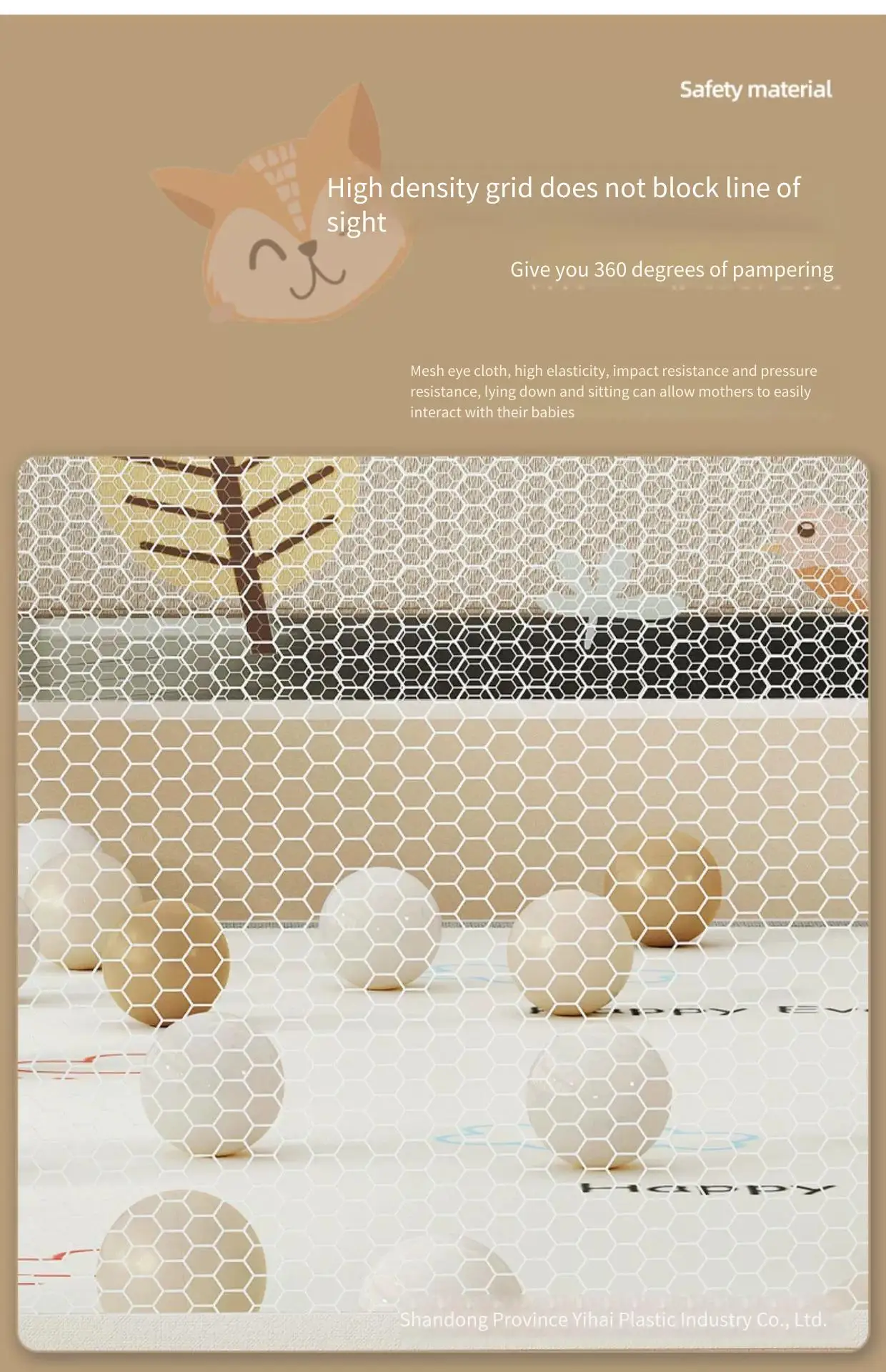 بوابة أمان لروضة الأطفال، ساحة لعب شبكية ناعمة مع حصيرة زحف، منطقة لعب داخلية متينة للرضع والأطفال الصغار لحماية المنزل