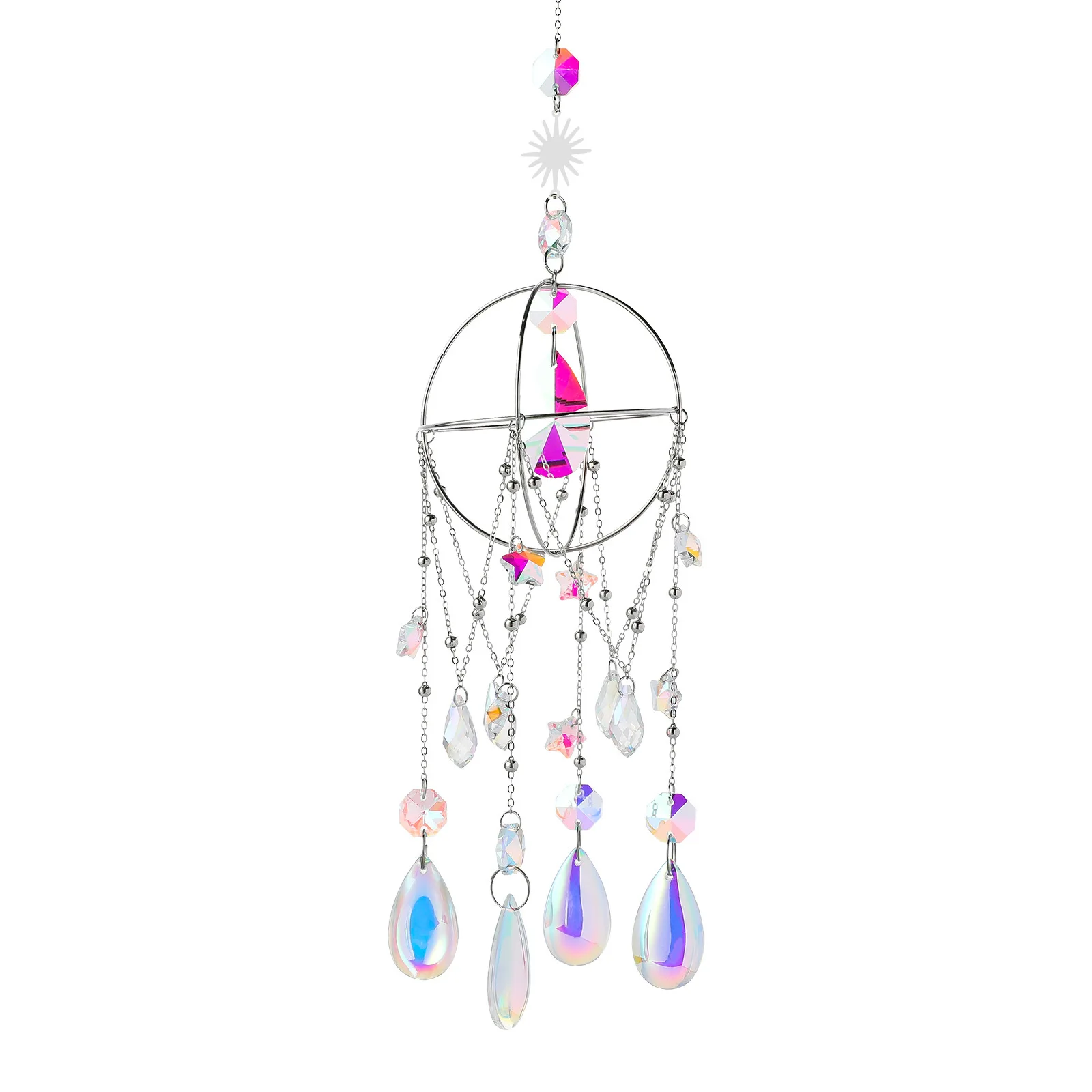 For Brightening Spaces Eye Sun Catcher Eye Shaped Gemstone Sun Catcher 18.9Inch Modern Eye Frame For Home Garden