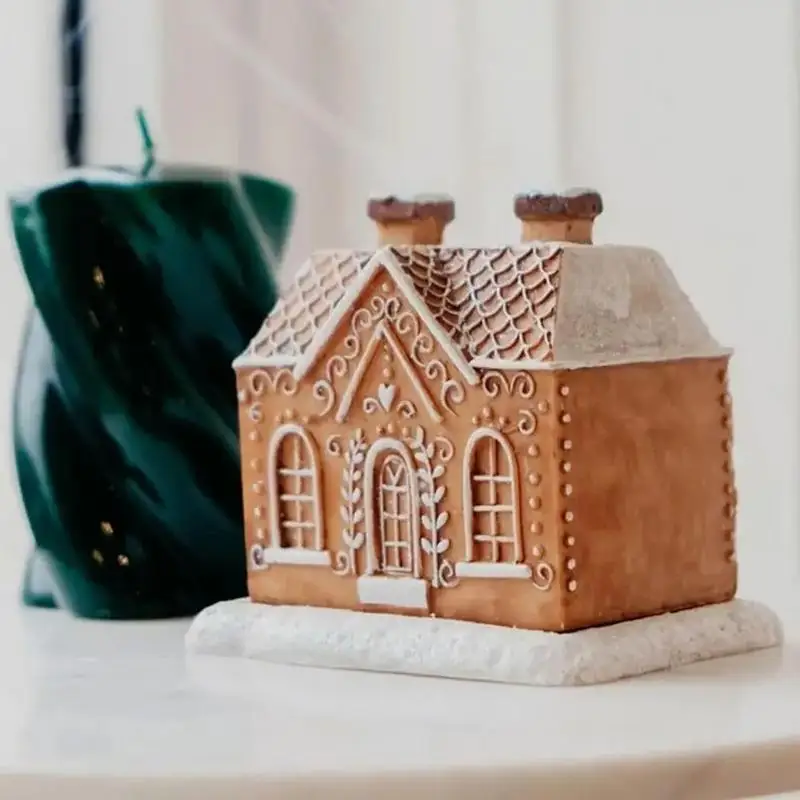 Handmade Gingerbread House Incense Burner Resin Crafts Christmas Cabin Incense Burner House Incense Cone Burner Home Decoration