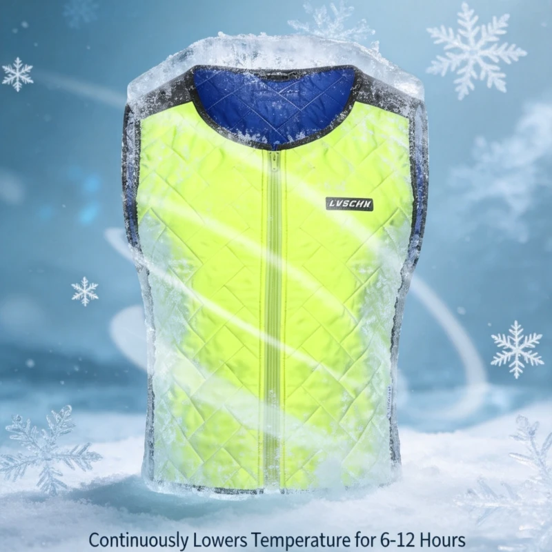 LYSCHY Summer Cycling Motocross Water Cold Jacket Fluorescent Green Outdoor Motorcycle Riding Cooling Ice Vest XS-5XL
