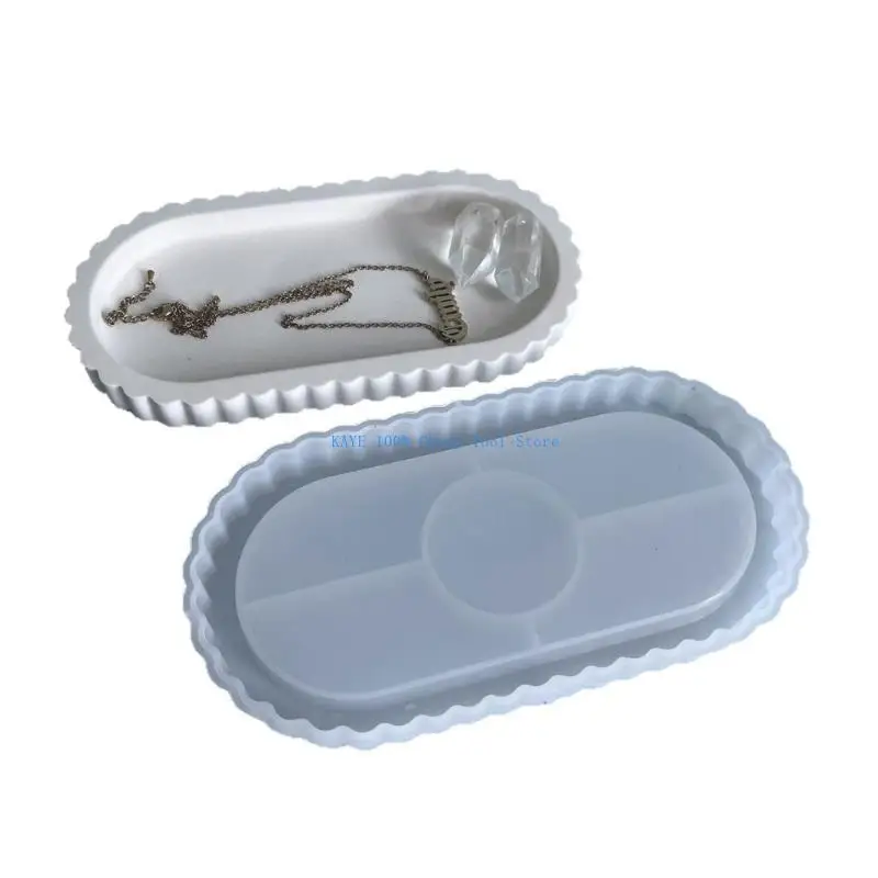 

G6KA Oval Resin Tray Molds for Making Jewelry Tray Striped Texture Resin Tray Molds