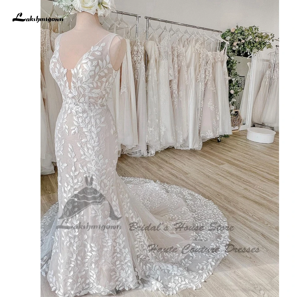 Lakshmigown Роскошные кружевные свадебные платья-русалки с открытой спиной 2024 Vestido Branco сексуальные женские пляжные платья цвета шампанского в стиле бохо для невесты