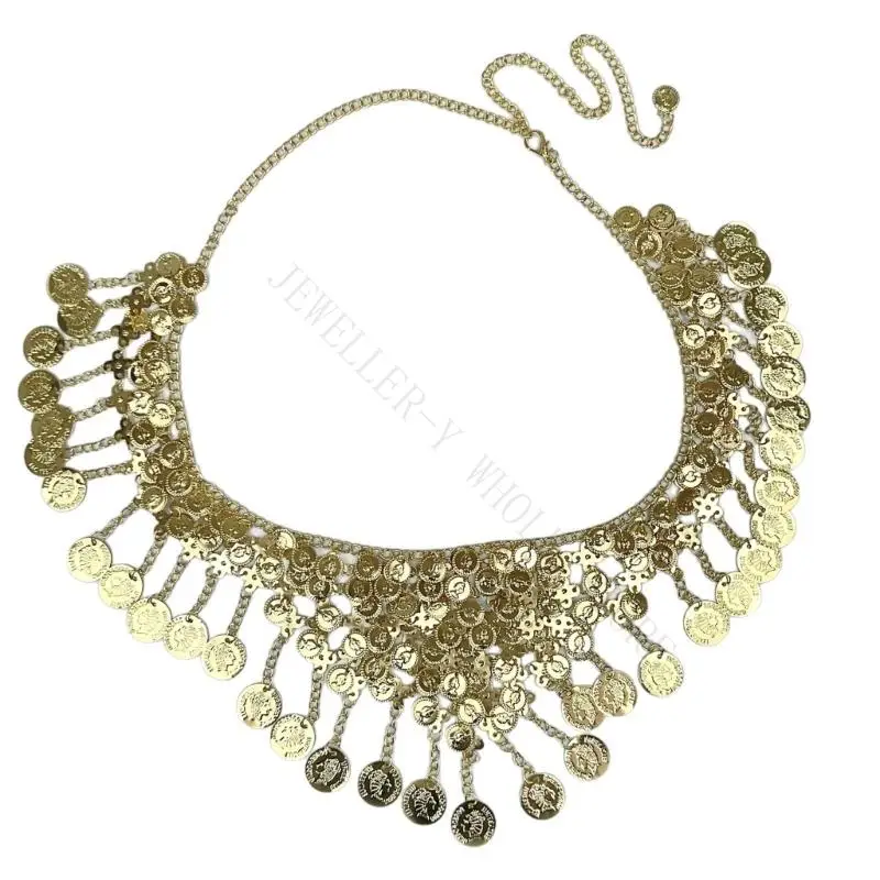 R7UF Glamourous Round Sequins Fringe Waist Chain Perfect For Special Occasions