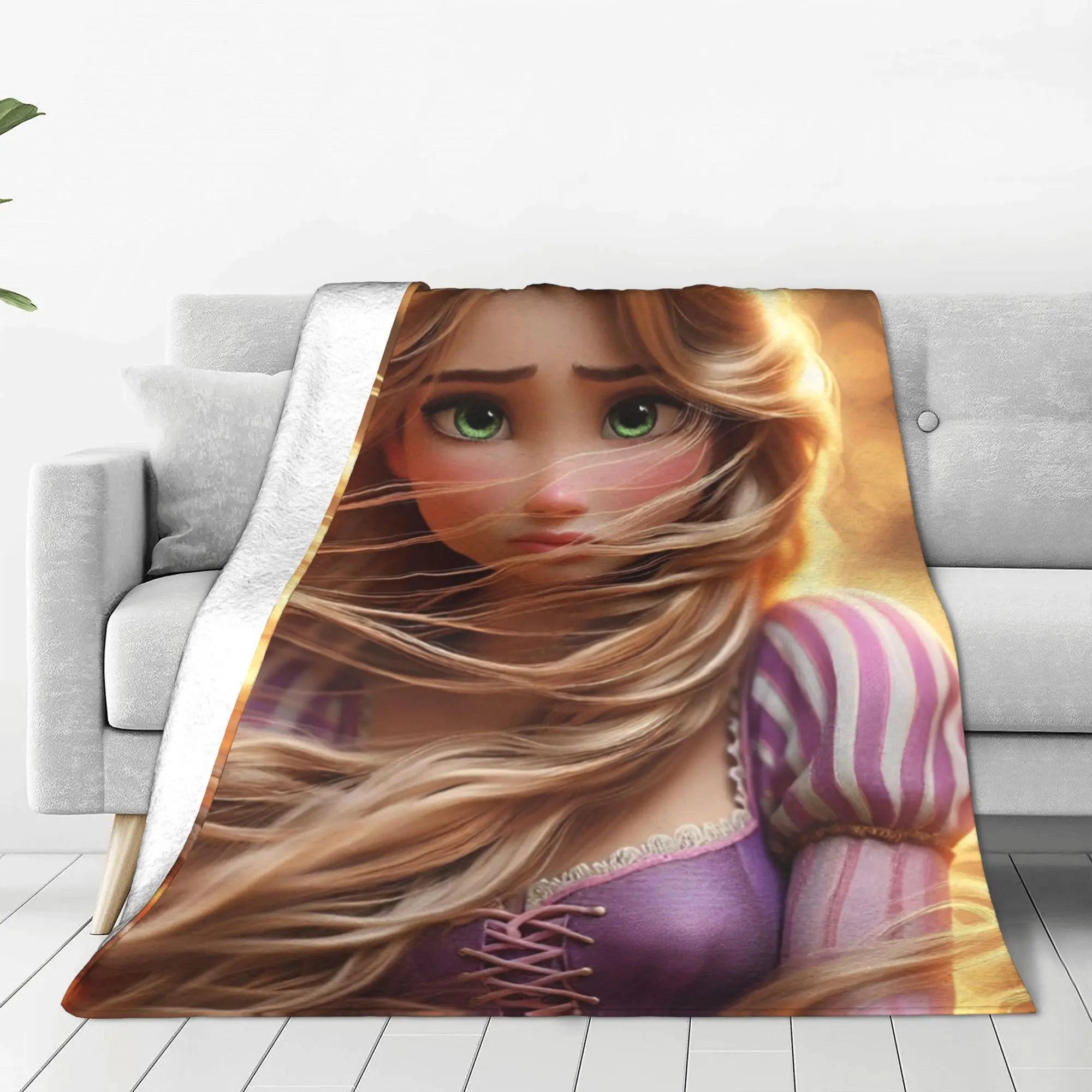 Tangled Princess Rapunzel Fleece Throw Blankets Beauty Cartoon Cute Blanket for Home Bedspread Warm Quilt Breathable