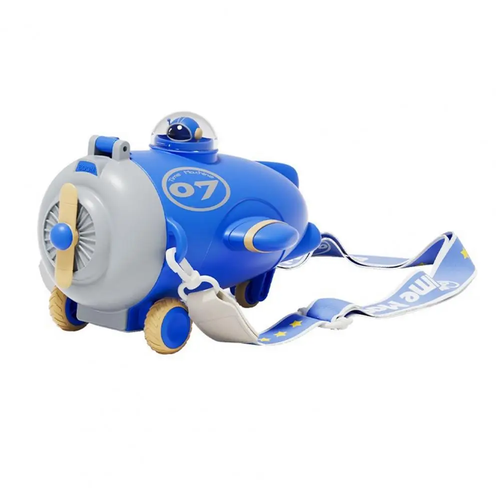 500ml Capacity Water Cup Water Cup with Adjustable Straps Airplane Shaped Kids Water Bottle with Straw Strap for School