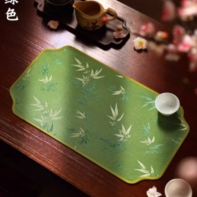 

Изготовленные на заказ бамбуковые коврики для обеденного чайного журнального столика, большие коврики из китайского шелка и парчи, прямоугольные защитные накладки для стола