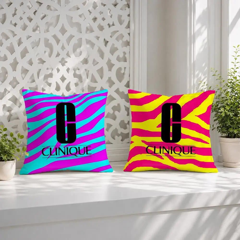 Fashion Logo C-Clinique Cushion Cover Wrinkle-Resistant Short Plush Pillow Case Breathable Machine-Washable